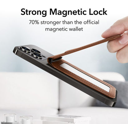 MN-2301 Leather Magnetic Card Holder Low MOQ Mix Models for Magsafe with Bracket Stand