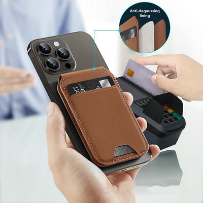 MN-2301 Leather Magnetic Card Holder Low MOQ Mix Models for Magsafe with Bracket Stand