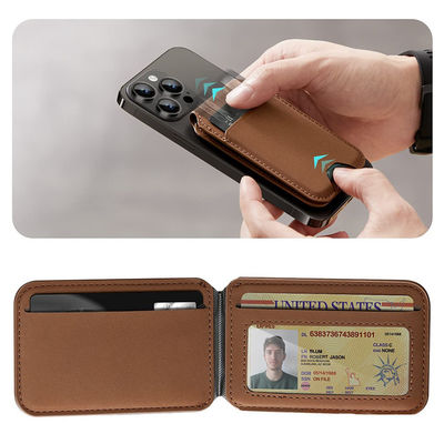 MN-2301 Leather Magnetic Card Holder Low MOQ Mix Models for Magsafe with Bracket Stand
