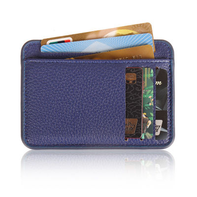Customize ID Card Holder Wallet Leather with Zipper and 4 Slots Pocket Solid Color