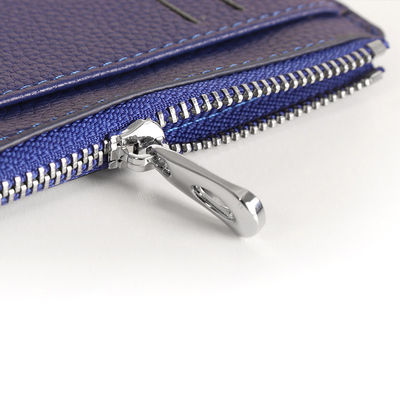 Customize ID Card Holder Wallet Leather with Zipper and 4 Slots Pocket Solid Color