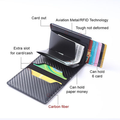 2024 Design Fashion Slim Wallets with Pop-up Aluminum Box and Carbon Fiber Card Holder