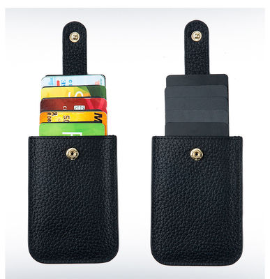 Business Custom Logo Genuine Leather Japanese Card Holder Wallet with RFID Protection