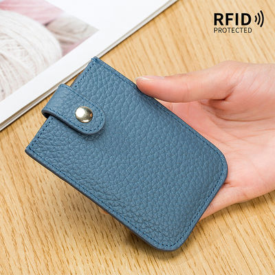 Business Custom Logo Genuine Leather Japanese Card Holder Wallet with RFID Protection
