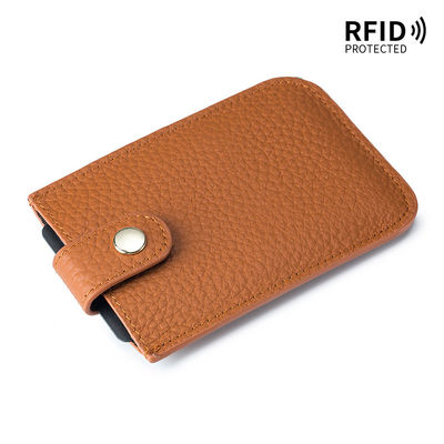 Business Custom Logo Genuine Leather Japanese Card Holder Wallet with RFID Protection