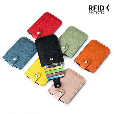 Business Custom Logo Genuine Leather Japanese Card Holder Wallet with RFID Protection