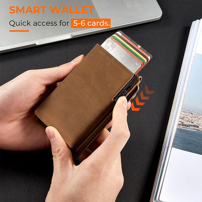 Customized Men's Leather Money Clip Wallet with RFID Blocking and Solid Color Pattern