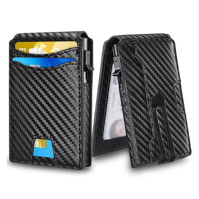 Customized Men's Leather Money Clip Wallet with RFID Blocking and Solid Color Pattern