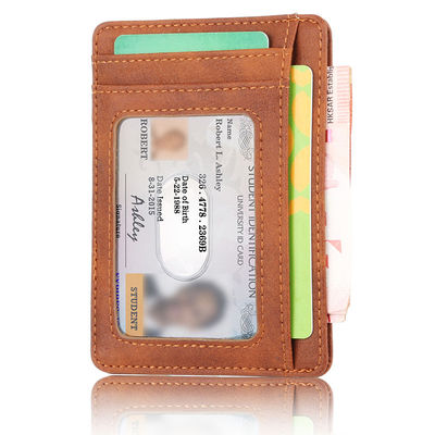 2024 Mens Pu Leather Credit Card Holder Rfid Blocking Wallet Slim Card Holder Solid Color