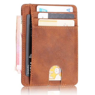 2024 Mens Pu Leather Credit Card Holder Rfid Blocking Wallet Slim Card Holder Solid Color