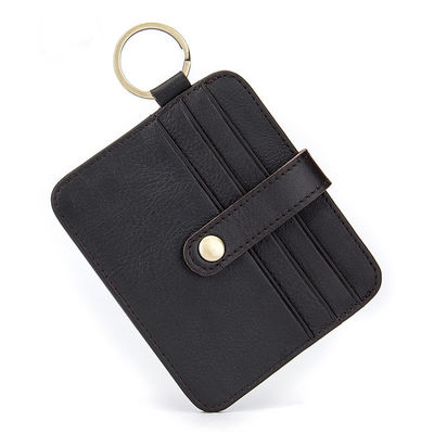 Fashion Cowhide Leather Keychain Wallet Credit Card Holder for Men Women Custom Stitch