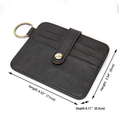 Fashion Cowhide Leather Keychain Wallet Credit Card Holder for Men Women Custom Stitch