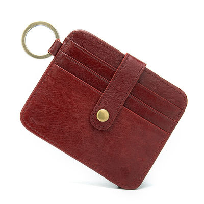 Fashion Cowhide Leather Keychain Wallet Credit Card Holder for Men Women Custom Stitch