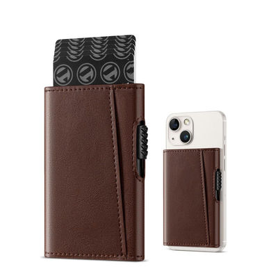 Mens Leather Aluminum Pop Up Wallet Case Card Holder with Custom Logo Avaliable