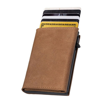 First Layer Crazy Horse Genuine Leather Men's Wallet Short Retro Card Box Cowhide Wallet