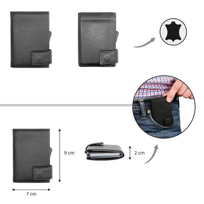 Advantageous Custom Mens Pu Leather Card Holder with Metal Box and Low MOQ Mix Models