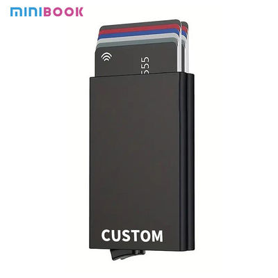 Pop Up RFID Blocking Tarjetero Hombre Piel Metal Credit Card Holder Man Wallet with Small Pocket