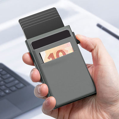 Pop Up RFID Blocking Tarjetero Hombre Piel Metal Credit Card Holder Man Wallet with Small Pocket