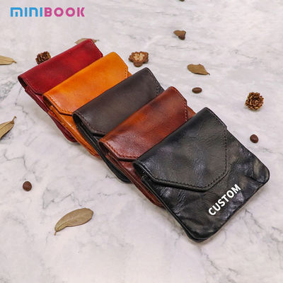 Convenient Trifold PU Leather Small Coin Purse Business Card Holder with Snap Closure