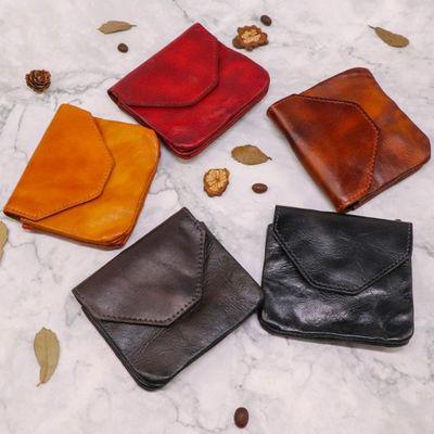 Convenient Trifold PU Leather Small Coin Purse Business Card Holder with Snap Closure