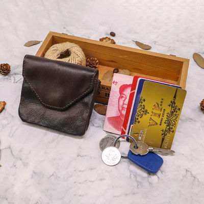 Convenient Trifold PU Leather Small Coin Purse Business Card Holder with Snap Closure