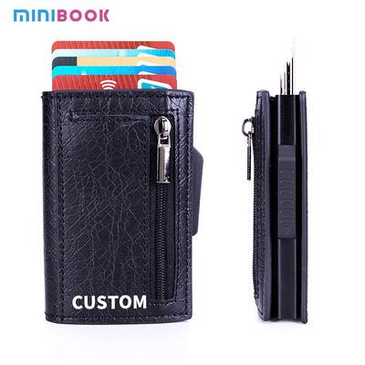 Men's Carbon Fiber Rfid Blocking Magnetic Card Holder Wallet with Fashion Coin Pocket