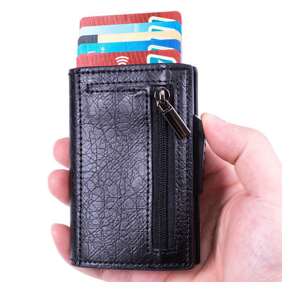 Men's Carbon Fiber Rfid Blocking Magnetic Card Holder Wallet with Fashion Coin Pocket