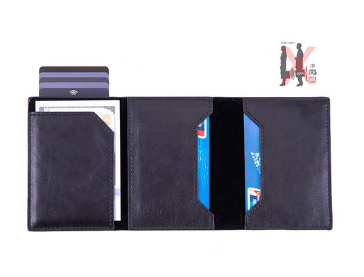 PU Custom Rfid Blocking Leather Metal Credit Card Holder Protective Carbon Fiber Wallet
