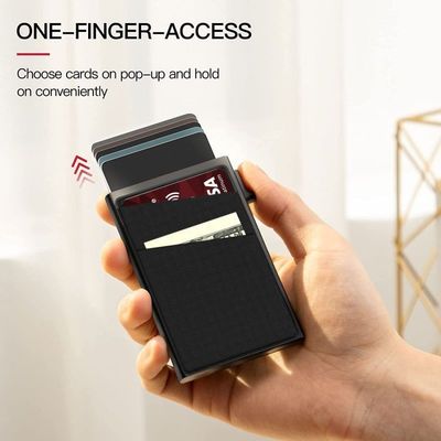 Fashion Style Auto Pop up Minimalist Business RFID Blocking Credit Card Holder Wallet with Money Pocket