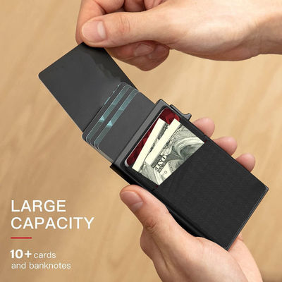 Fashion Style Auto Pop up Minimalist Business RFID Blocking Credit Card Holder Wallet with Money Pocket