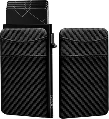 Carbon Fiber PU Pop Up Wallets With Money Clip FRID Blocking Aluminum Card Holders For Men