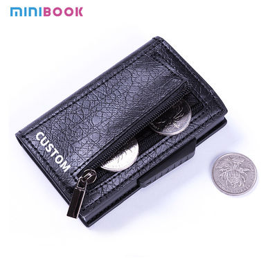 Mens Slim Aluminium Wallet Card Holder Pop-up Cards RFID Blocking Crazy Horse Pattern Case