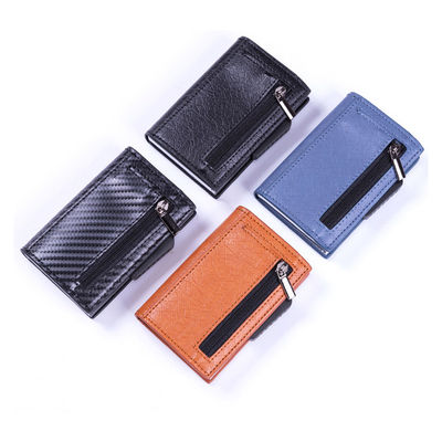 Mens Slim Aluminium Wallet Card Holder Pop-up Cards RFID Blocking Crazy Horse Pattern Case