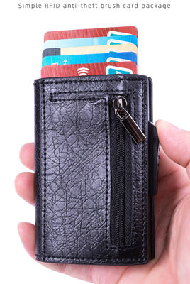 Mens Slim Aluminium Wallet Card Holder Pop-up Cards RFID Blocking Crazy Horse Pattern Case