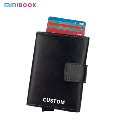 Simple Large Capacity PU Crazy Horse Card Wallet with Double RFID Blocking and Buckle