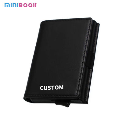 Mix Models Low MOQ Fashionable PU Leather Pop Up Smart Metal Wallet for Smart Storage