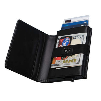 Mix Models Low MOQ Fashionable PU Leather Pop Up Smart Metal Wallet for Smart Storage