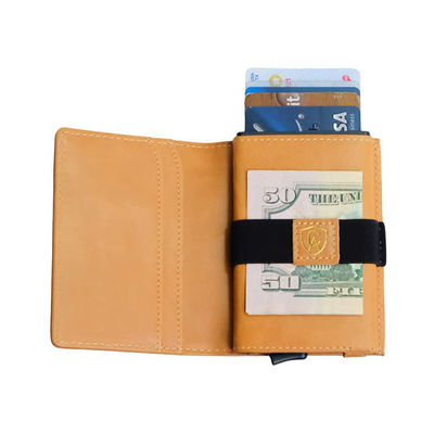 Mix Models Low MOQ Fashionable PU Leather Pop Up Smart Metal Wallet for Smart Storage