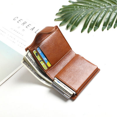 None Pattern Type Pop Up Wallet Card Holder with RFID Blocking and Aluminium Metal Case