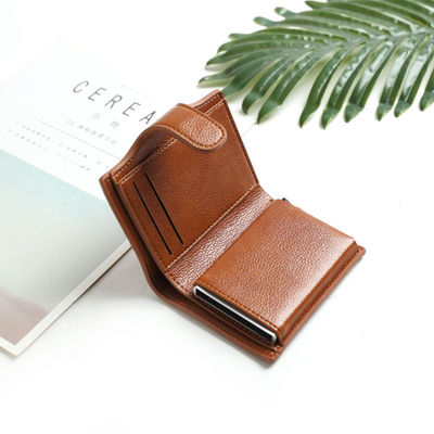 None Pattern Type Pop Up Wallet Card Holder with RFID Blocking and Aluminium Metal Case