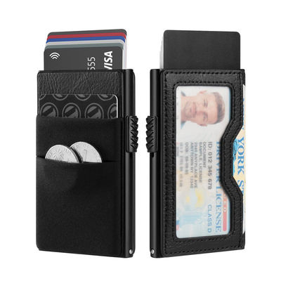 Custom Logo Business Slim Wallet Credit Card Holder Rfid Blocking Aluminum Pop Up Card Wallet