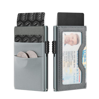 Custom Logo Business Slim Wallet Credit Card Holder Rfid Blocking Aluminum Pop Up Card Wallet