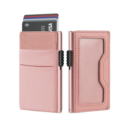 Custom Logo Business Slim Wallet Credit Card Holder Rfid Blocking Aluminum Pop Up Card Wallet
