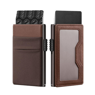 Custom Logo Business Slim Wallet Credit Card Holder Rfid Blocking Aluminum Pop Up Card Wallet
