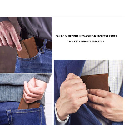 Genuine Leather RFID Blocking Aluminium Wallet for Men Pop Up Credit Card Holder Case
