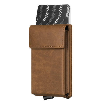 Men's Pop Up Wallet with Custom Logo Vintage Style Leather Aluminum Credit Card Holder