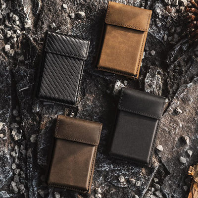 Men's Pop Up Wallet with Custom Logo Vintage Style Leather Aluminum Credit Card Holder