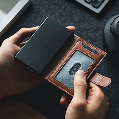 Low MOQ Mix Models Men's Metal Pop Up Wallet with Large Capacity and RFID Protection