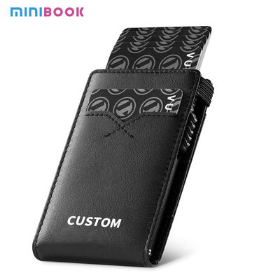 Custom Logo Vegan Leather RFID Protection Automatic Pop Up Card Holder with ID Window