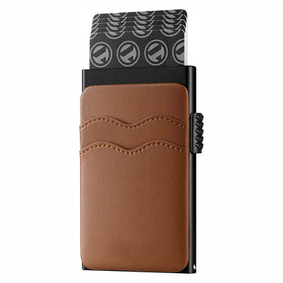Pop Up Leather Name Card Holder For Men And Women Custom Logo Avaliable Aluminum Box